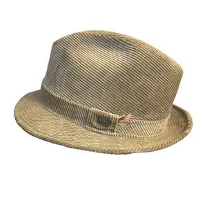 Vintage Adam New York Tan Corduroy Fedora Hat Size X-Large 7 1/2-7 5/8 USA